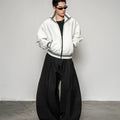 Original design air layer contrasting color turtleneck short jacket men's autumn American wide loose top