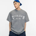 Three-dimensional double-layer hot diamond pure cotton short-sleeved t-shirt heavy weightloose round neck casual drop shouldertops for men sinclub8056