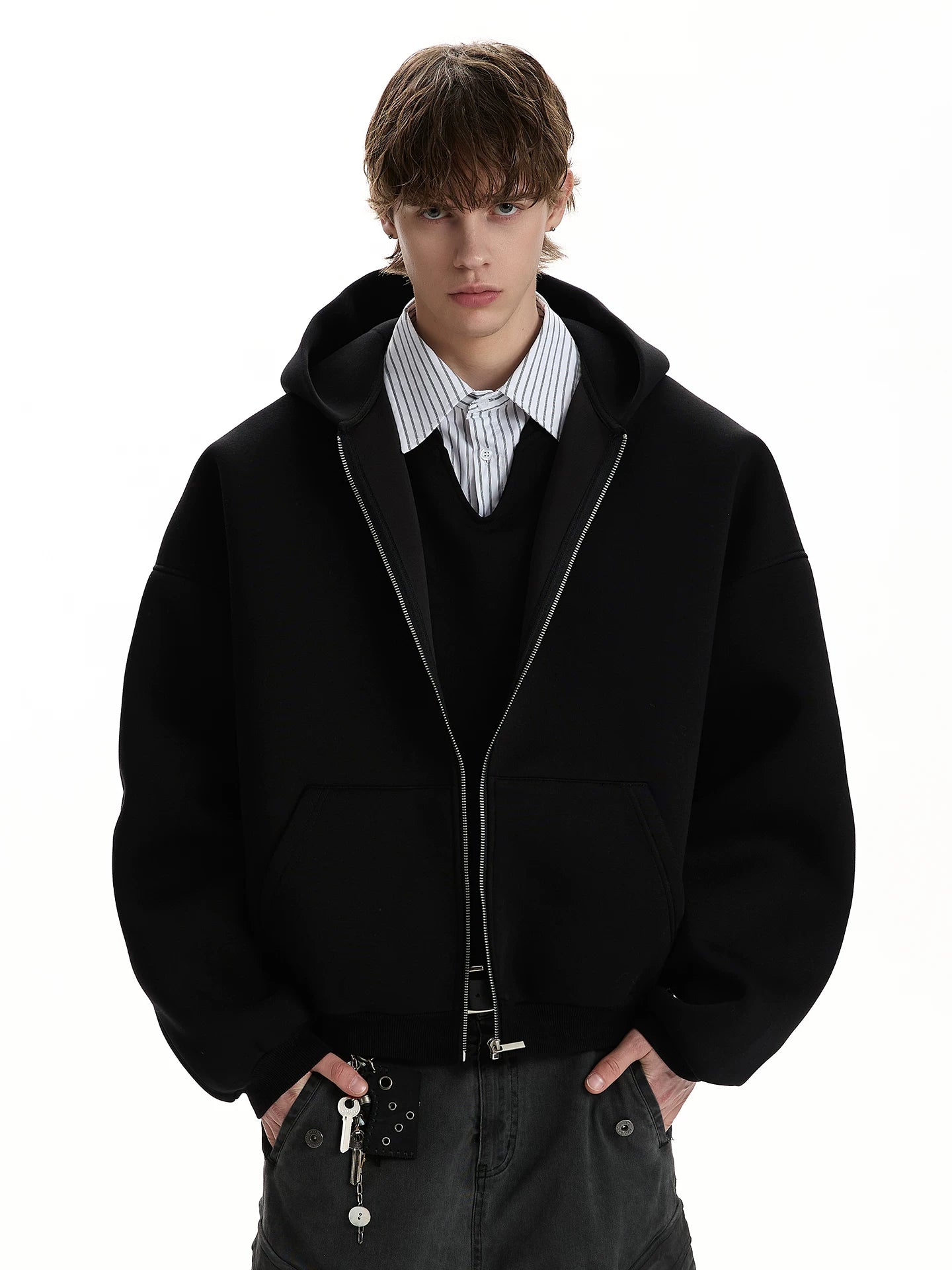 High Street American Cleanfit Hooded Cardigan Sweater Jacket Zip Hoodie WY044