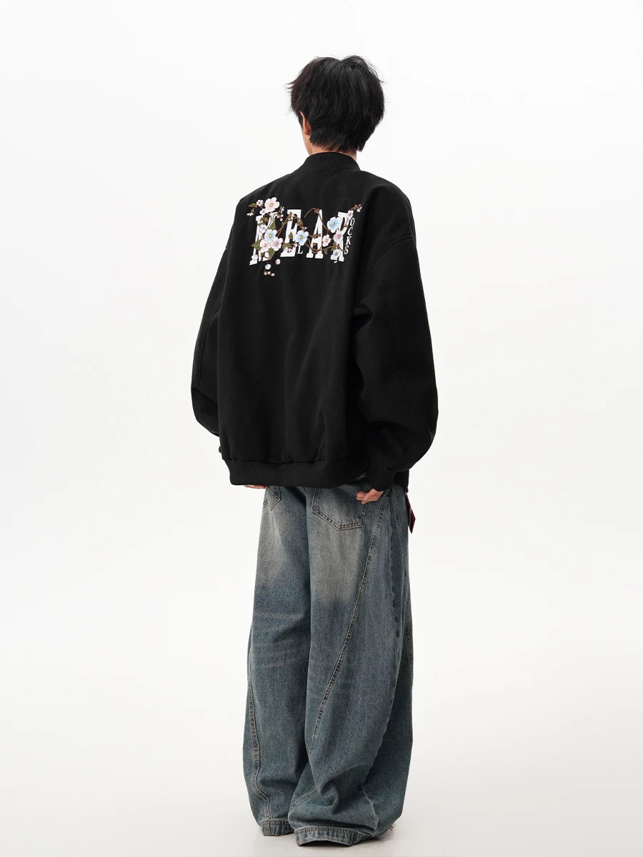 Vintage floral embroidered baseball jacket  SIN023