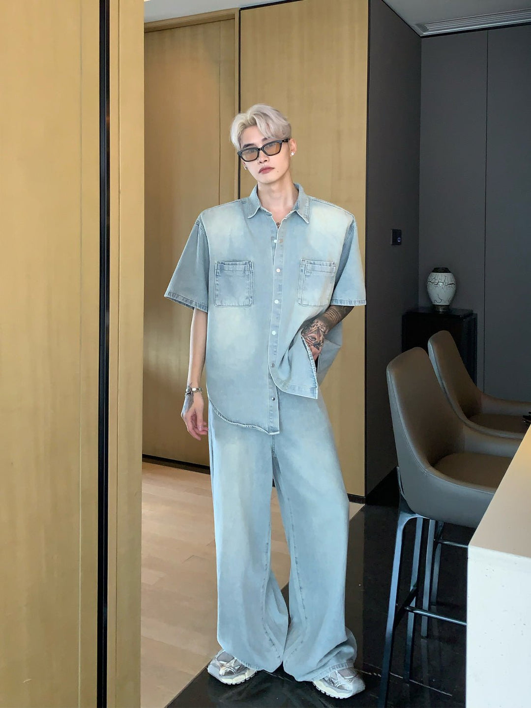 [CUIBUJU] Niche made washed denim set up st1720