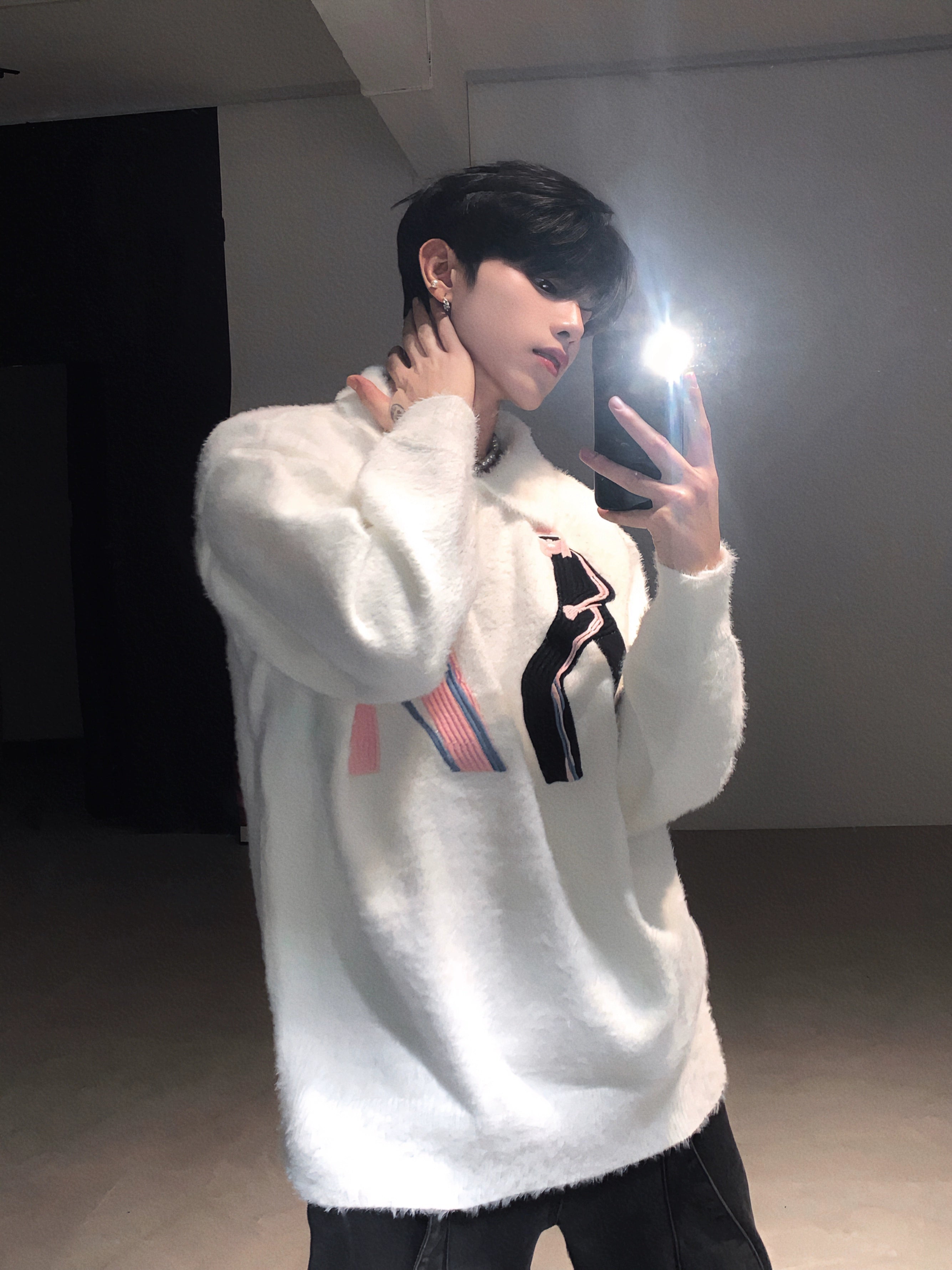 Premium mink hair sweater jacket men's winter lazy wind thickened knitted sweater tide