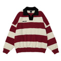 Color block striped knit polo sweater for couples  SIN0847