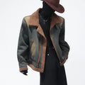 American retro lamb wool old design jacket fur integrated fleece lapel jacket men