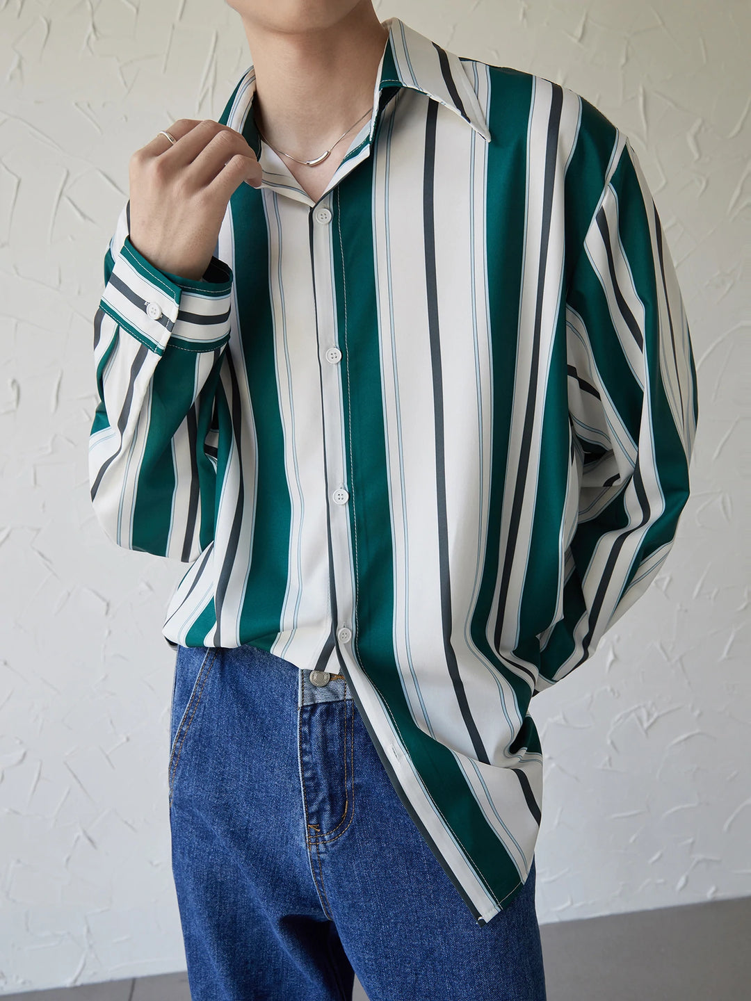 [DAZIONSED] STRIPE LONG SHIRT ST1135
