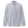 [Free Tie] College Striped Long Sleeve Shirt Men's Spring Loose Casual Shirt Korean Commuter DK Inside