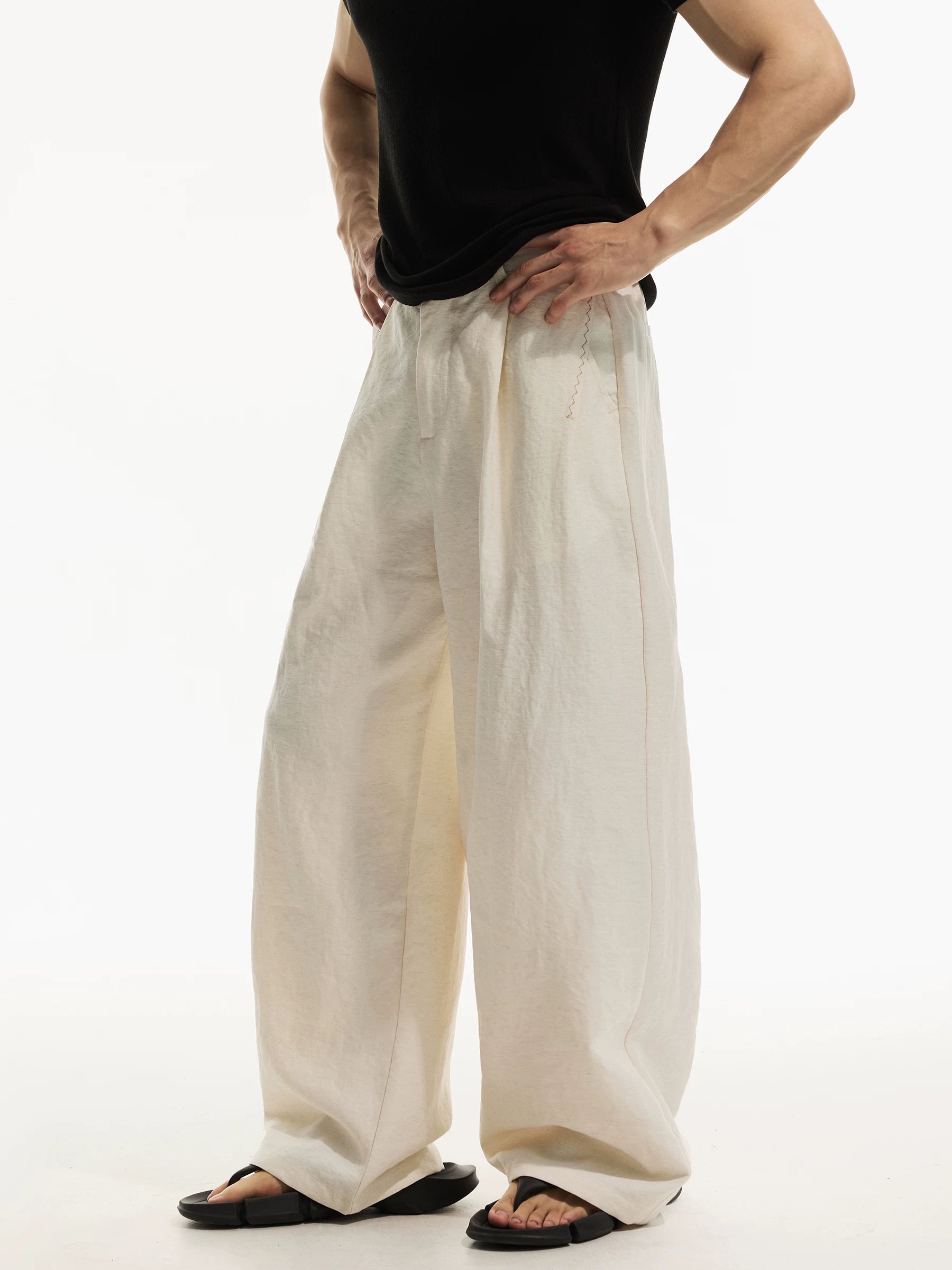 Linen blend retro old money style casual pants - unisex, commute-friendly, everyday versatile, straight leg, wide leg trousers sinclub6943