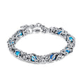 Punk heavy metal klein blue bead titanium steel bracelet - men's trendy, cool, light luxury, high-end jewelry WY8008