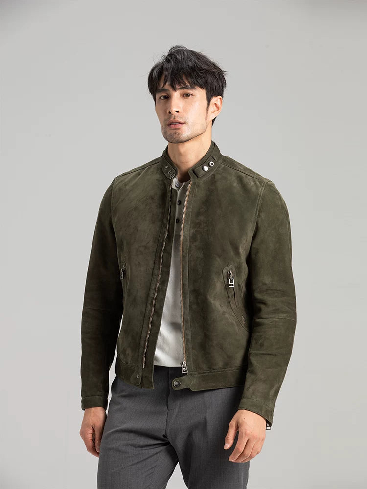 Spring & fallnew arrival hybrid goatskin suede suede genuine leather jacket men's leather jacket motorcycle outwear sinclub5809