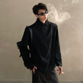 Autumn niche high-end sense stack collar silhouette long-sleeved T-shirt men's loose heavy ruffian handsome top