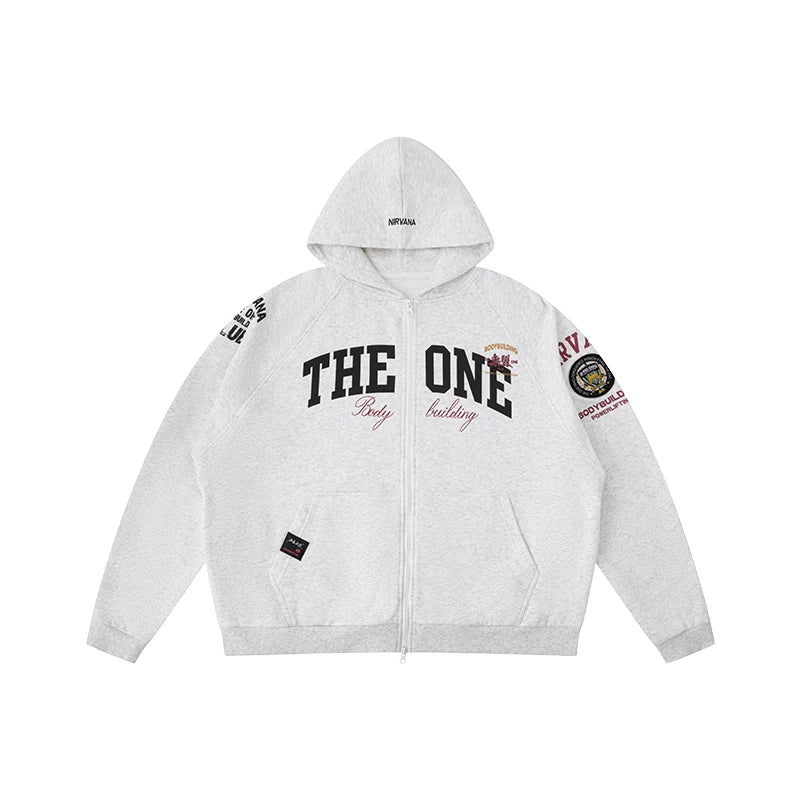 Raglan hooded zipper sweatshirt retro streetwear men's hardcore oversized   SIN0863