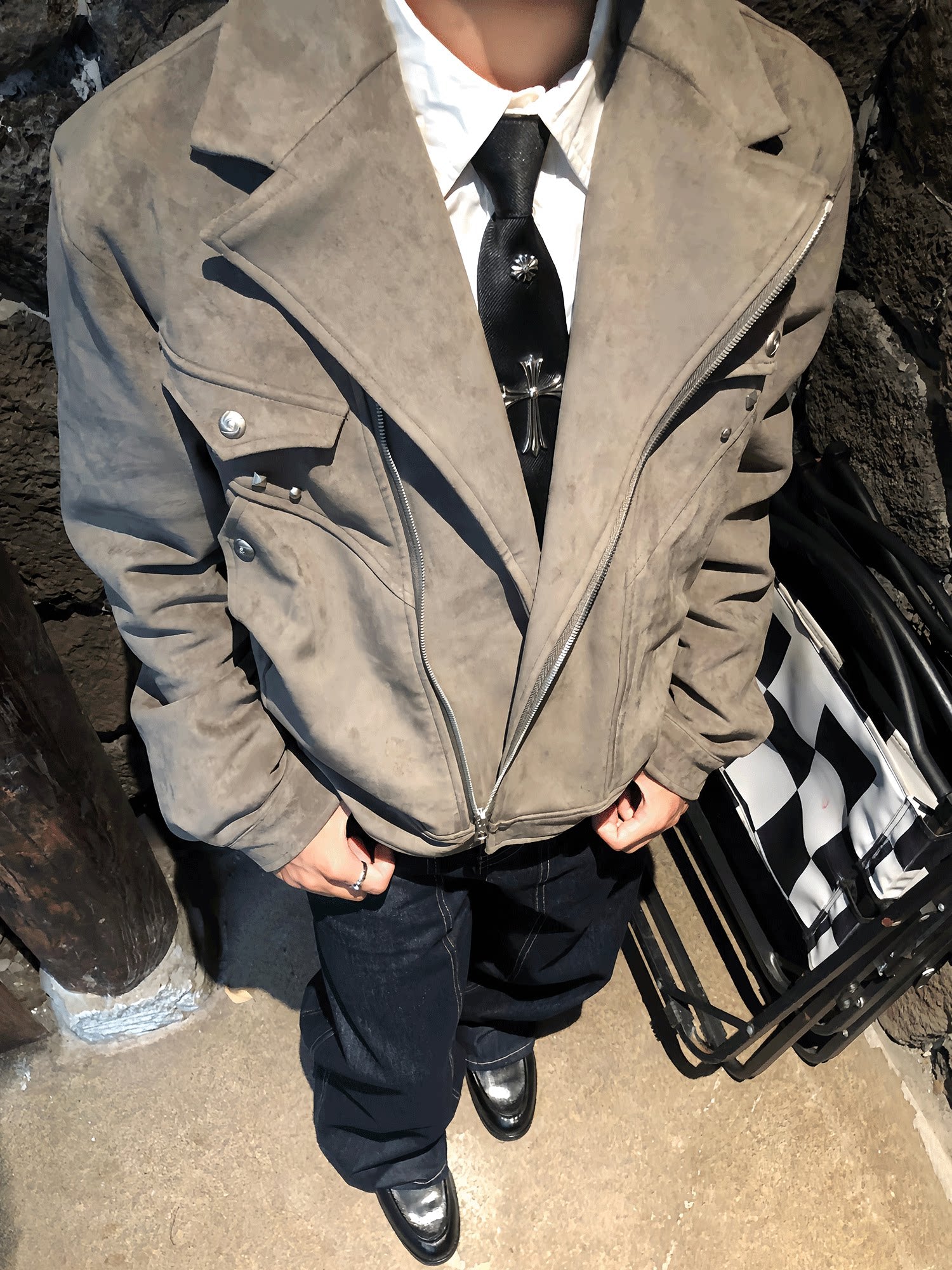 Niche design unique bow tie retro cross arrow black necktie