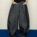Adjustable side seam snap button raw denim jeans - relaxed fit, versatile wide leg trousers for men sinclub3980