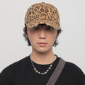 Retro streetwear leopard print baseball cap - distressed, versatile, and subcultural sun hat