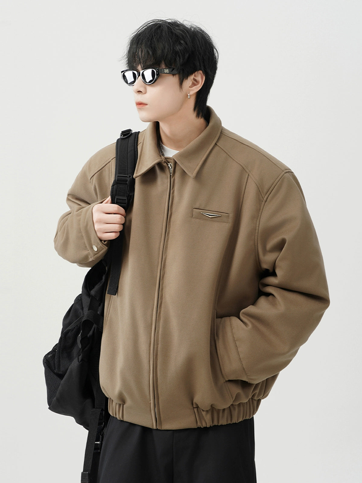 American khaki lapel jacket cotton jacket men's winter cleanfit loose baseball jacket Detroit tooling jacket SIN0898