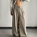 Old money style retro pleated casual pants for men and women loose wide leg earth color easiest for matchstraight-legpants sinclub7136