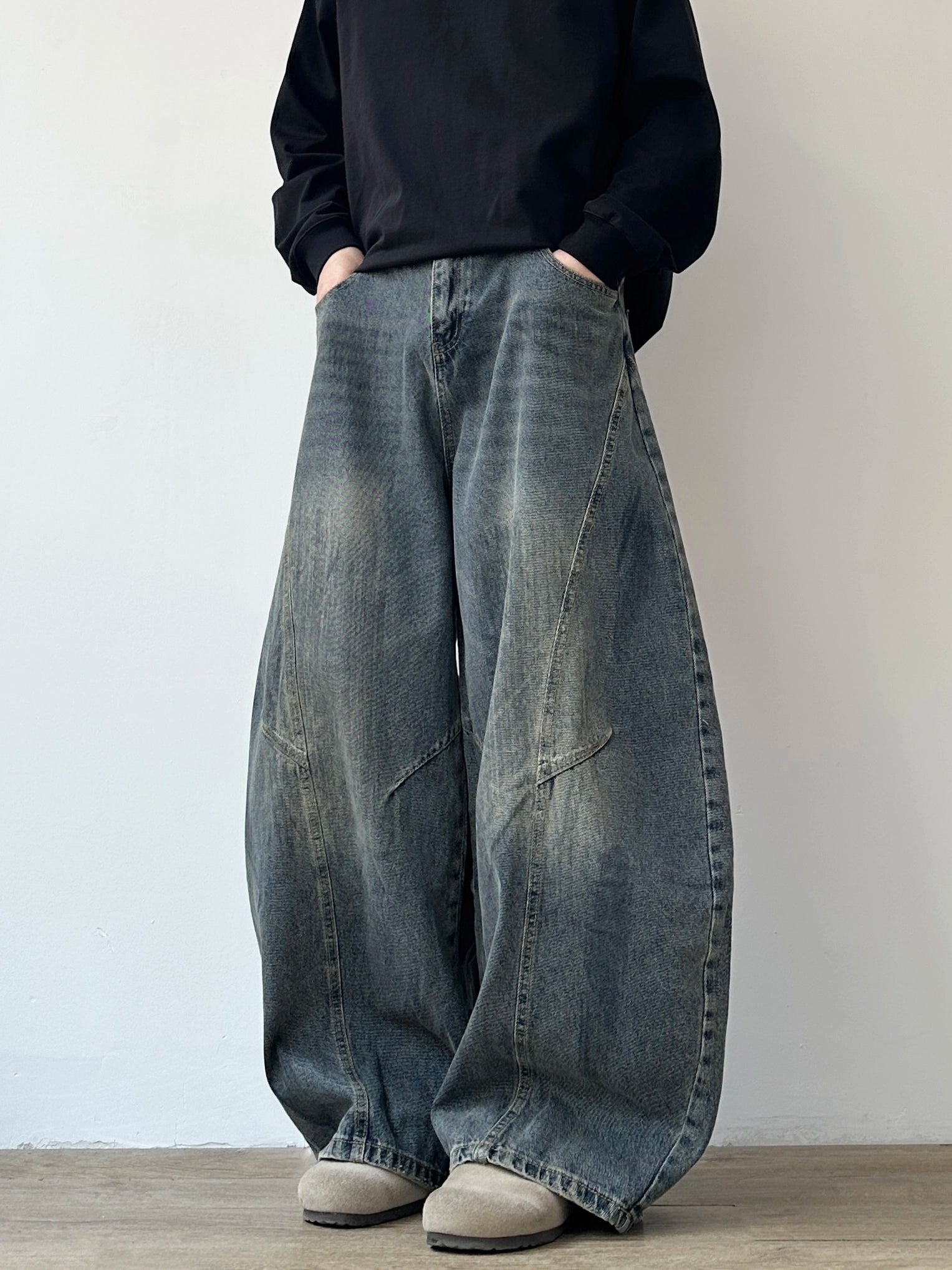 American retro scimitar pants wide-leg jeans SIN0919