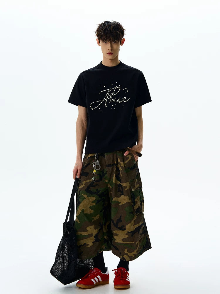 American retro original letter pearl short sleeve SIN042