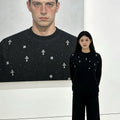 Black gypsophila cross print crewneck sweatshirt SIN049