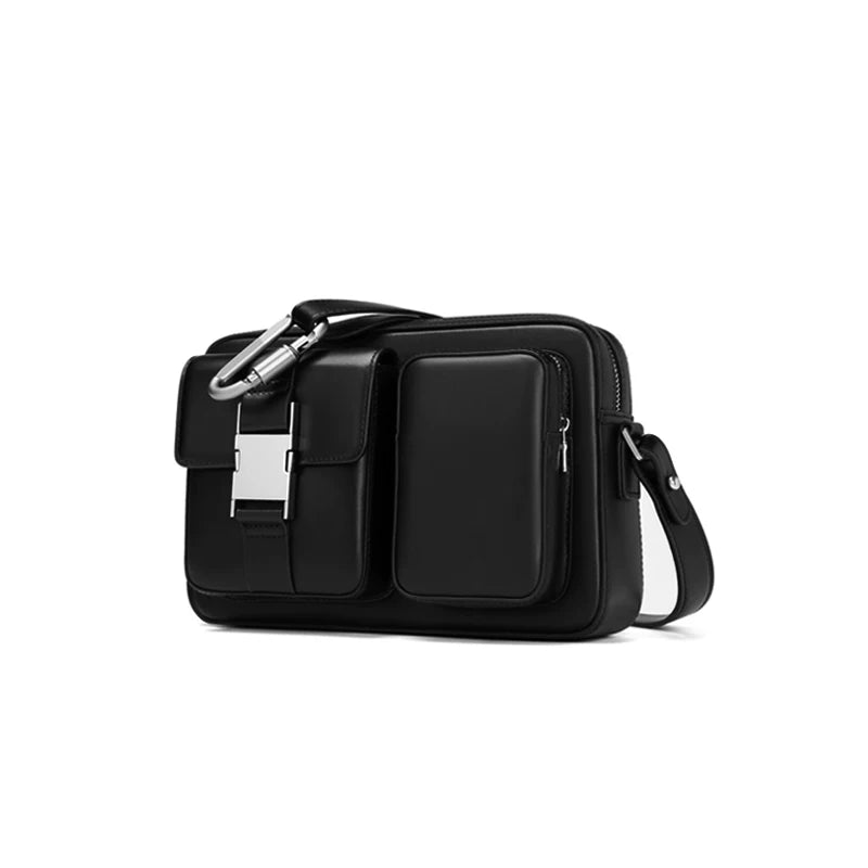 Men's camera bag - designer messenger bag, trendy brand, techwear style, leather shoulder/crossbody bag for men