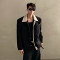 Niche light luxury high-end splicing lapel design casual jacket jacket men's ruffian handsome top tide