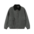 STEPSINCLUB high-end series 001  super thick solid retro cotton canvas lamb wool lapel jacket men