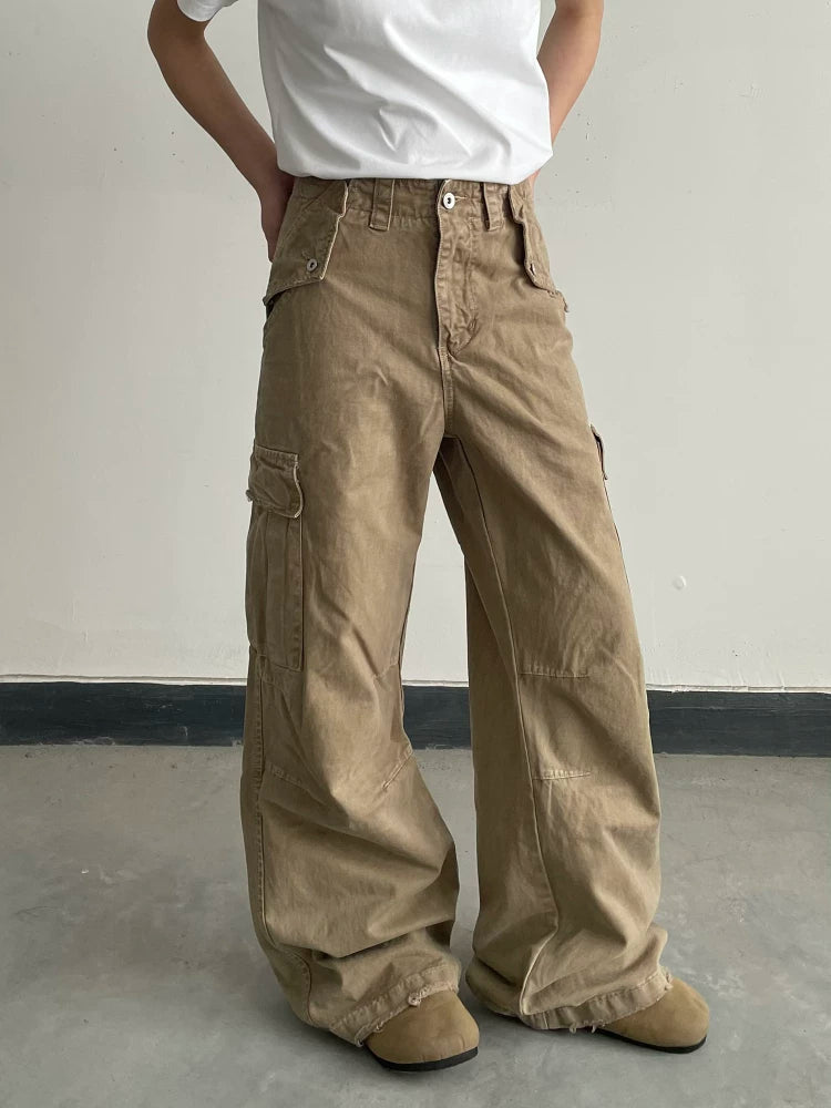 Distressed vintage american work pants - relaxed fit, clean & casual style for men and women sinclub0665