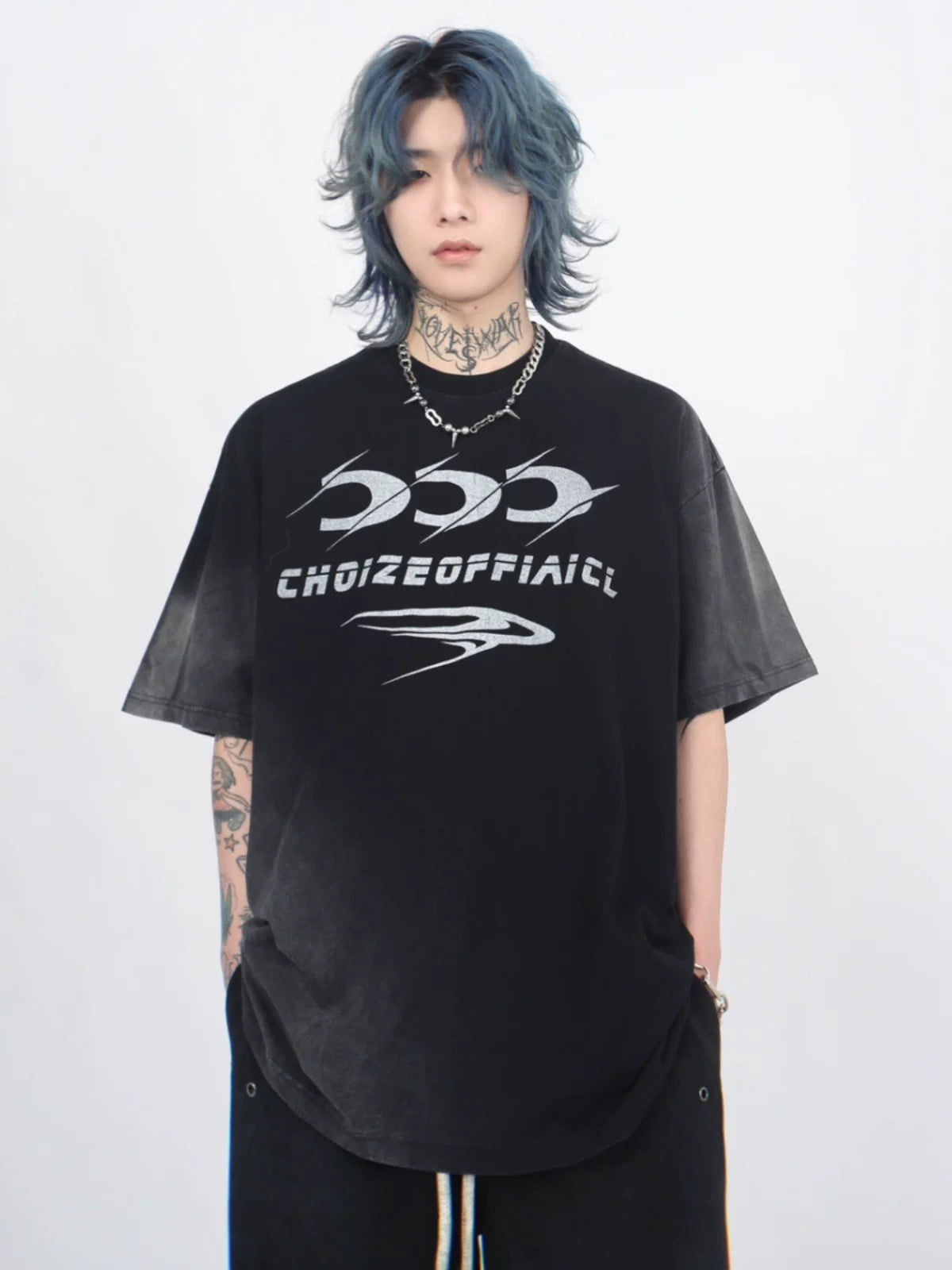 American retro washed gradient letter print short sleeve t-shirt for men sinclub5293