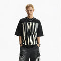 American high street printing round neck short-sleeved t-shirt men's summer retrotrendyheavy weightloose half-sleeved tops  sinclub9516