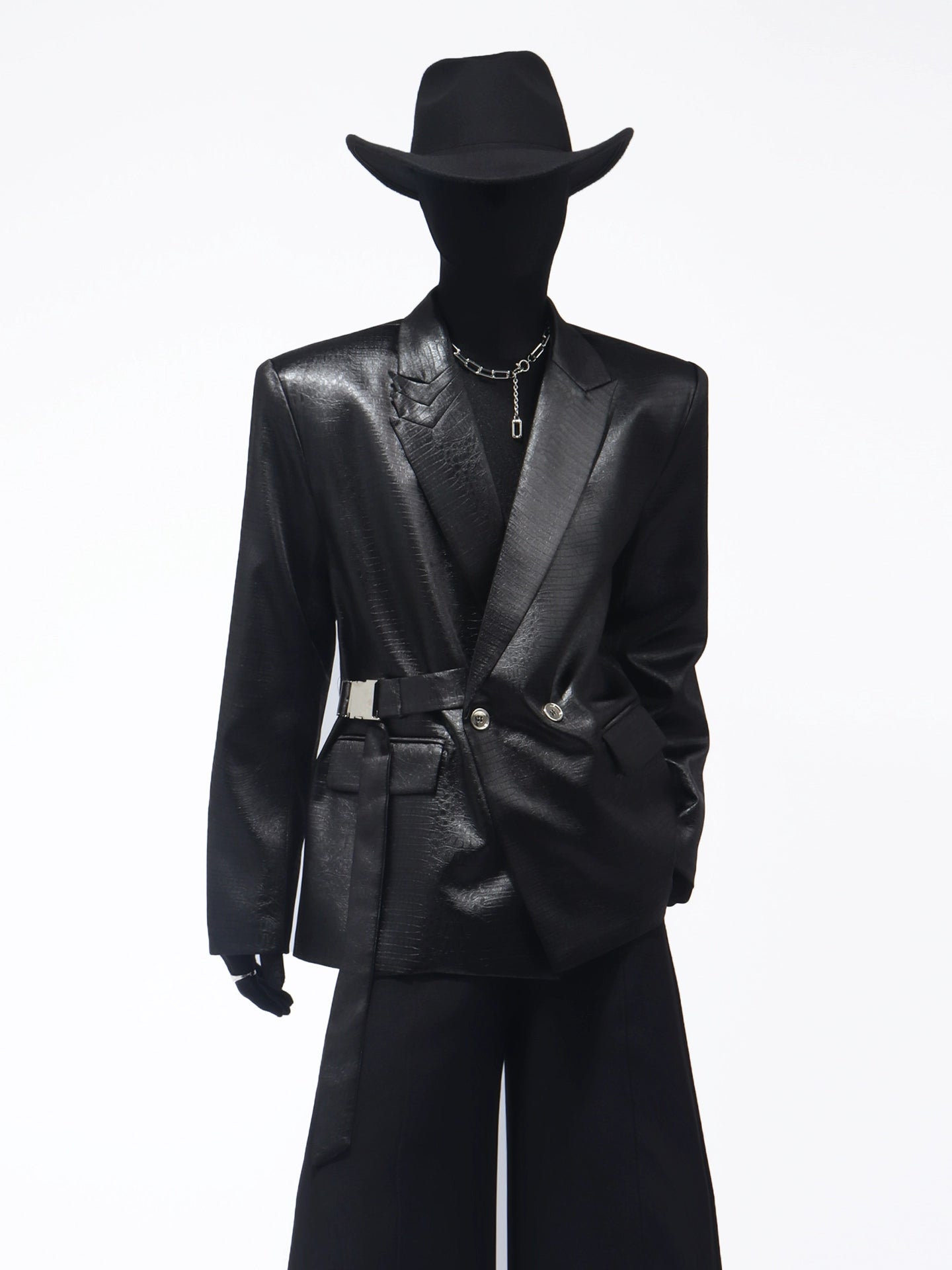 Premium buckle heavy industry shoulder padded blazer male ruffian handsome niche design suit