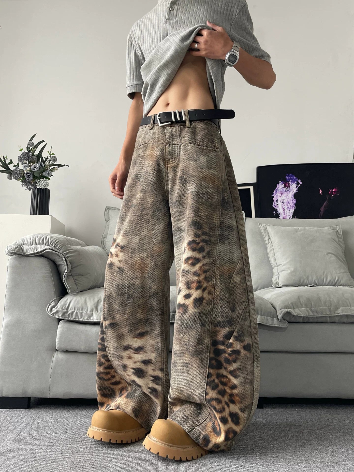 Leopard Curved Leg Denim-sinclub67