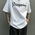 Summer heavyweight double yarn drop shoulder printed short sleeve t-shirt - men's relaxed fit tee   SIN081