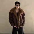 Noble mink hair seat mountain carving jacket men's winter piled thickened heavy fur collar cotton clothes tide