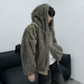 Winter thickened warm plush hooded mink jacket men's imitation fur cleanfit mink cotton jacket