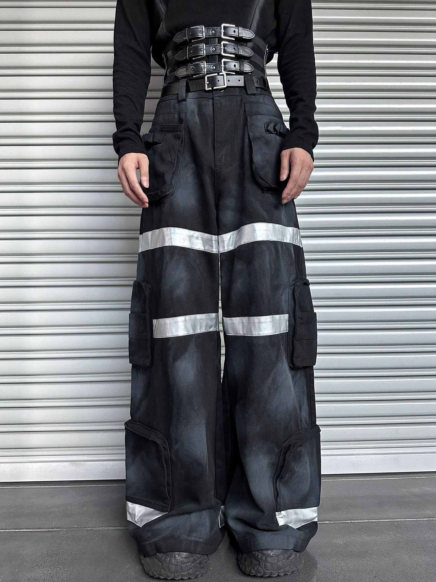 Trendy brand workwear jeans for men - new spring/autumn collection, relaxed fit, straight leg, color block wide leg trousers sinclub6106