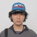 Niche designer streetwear oversized logo color-block baseball cap, men's american retro flat cap