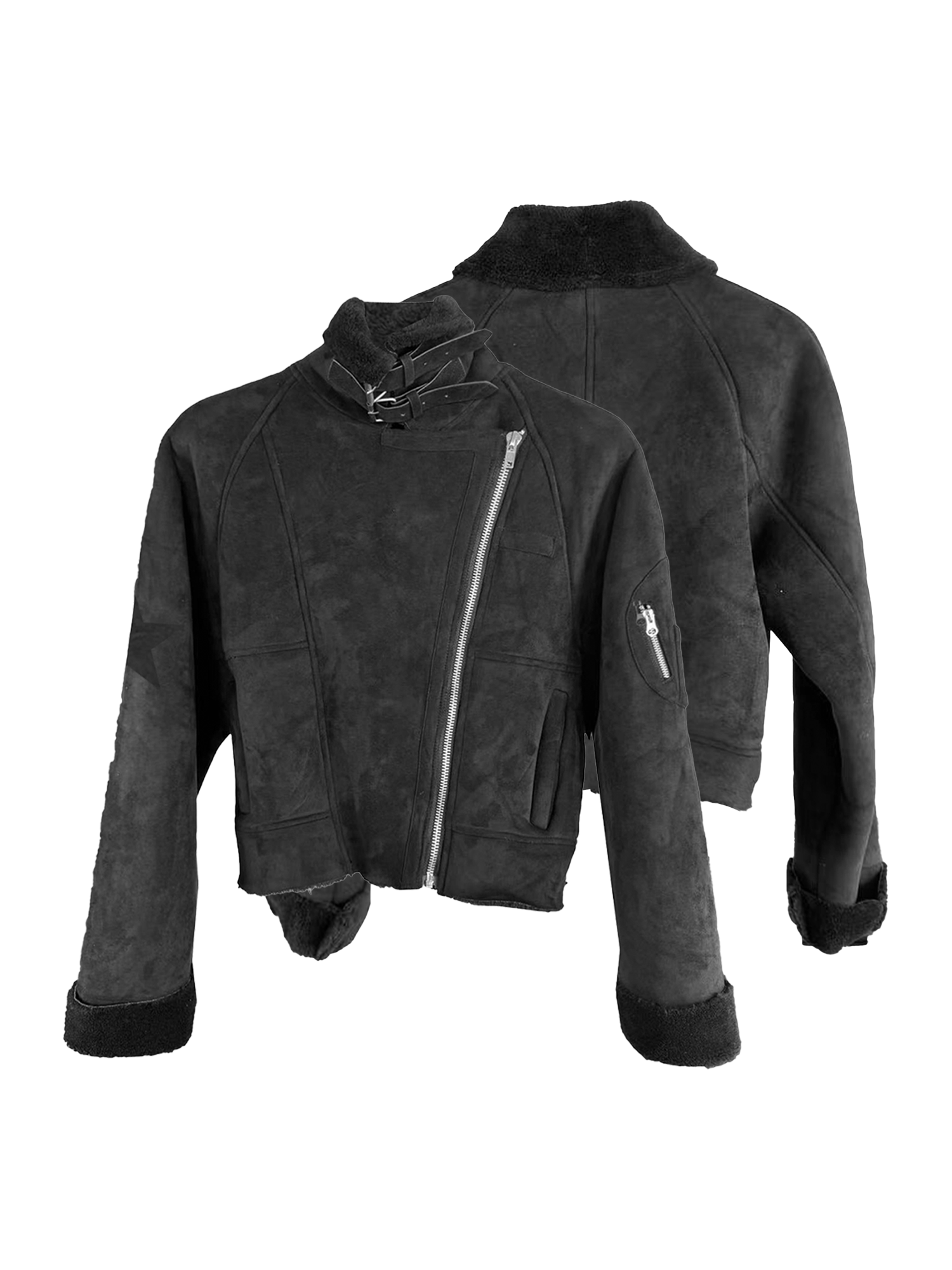 Winternew arrivalmen black warrior three-form diagonal zipper suede cashmere metal seat shan diao thickenedoutwear cotton coat for women  sinclun7883