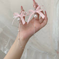 Pearl Puppy Hair Clip with Bow Chain Bell Charm-sinclub39