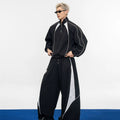 Deconstructed color block lightweight breathable upf50+ sun protection set with padded shoulder design: includes a sun-protective jacket and relaxed fit pants sinclub7643