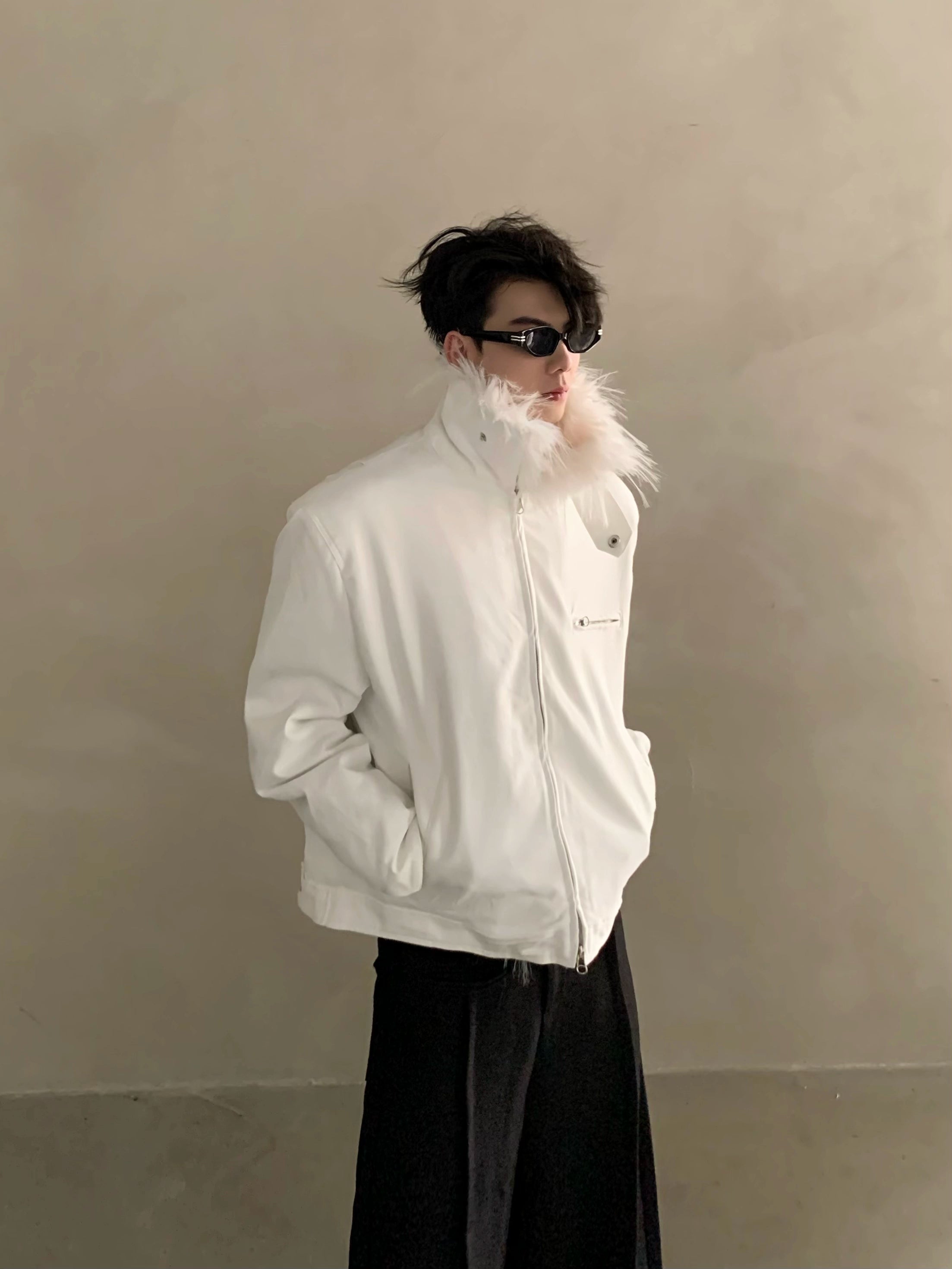 Winter niche mink fur collar seat mountain carved cotton-padded coat men's thickened warm high-end jacket jacket