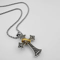 Cross pendant necklace - vintage long chain