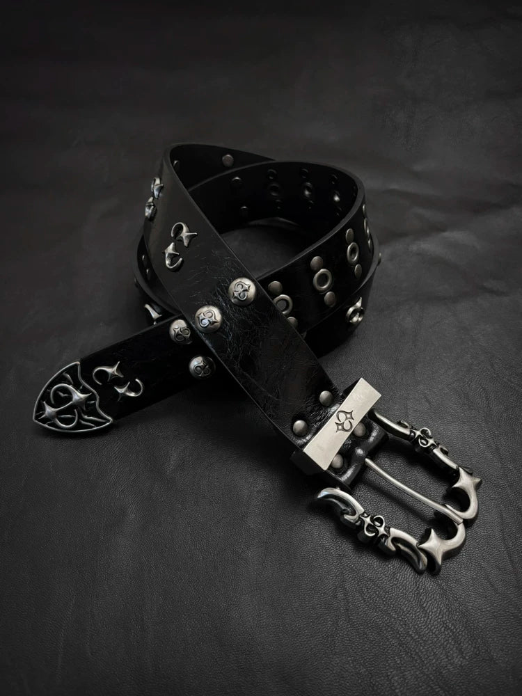Jeans rivet belt vintage belt men's sense of designniche stylemedieval