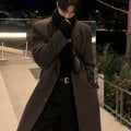 Wool coat men's winter medium and long knee woolen trench coat Korean atmosphere thickened warm jacket