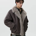 American retro mountain carving imitation fur integrated short thickened warm lapel cotton jacket tide