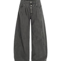 American retro single-breasted pleated scimitar washed jeansvintage  SIN0857