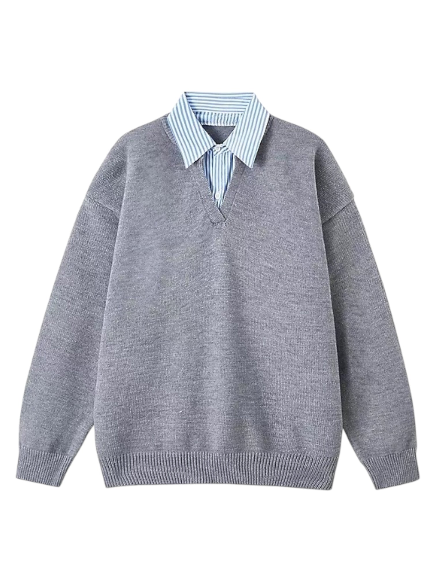 [W.K] LAYERED STRIPE POLO KNIT st5051