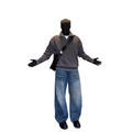 Scimitar profile jeans men's wide-leg pants banana pants WY069