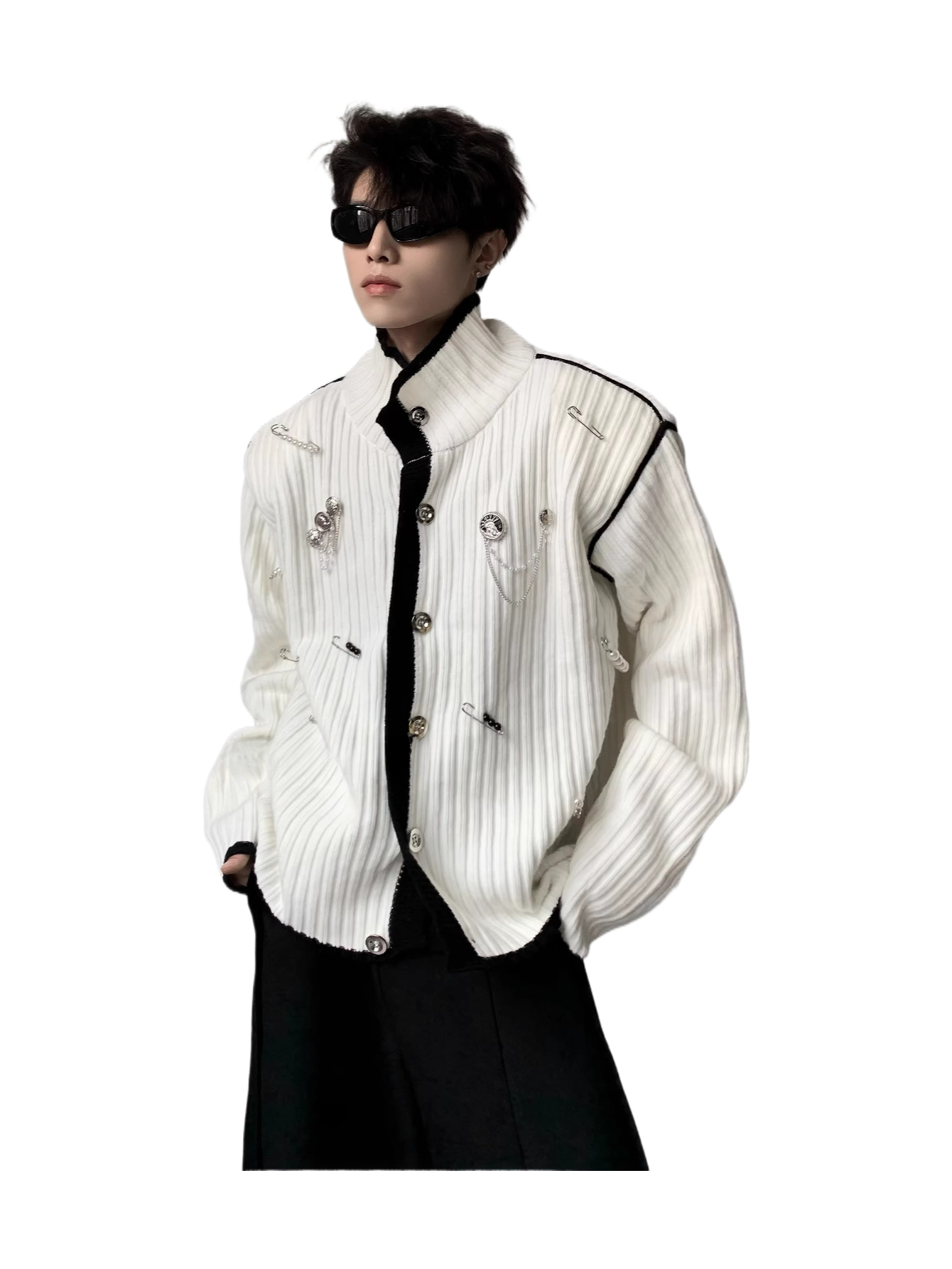 Accessible luxuryelegant decoration shoulder pads knitting shirtoutwear men SIN061