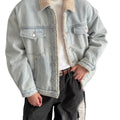 High-end lapel contrast color denim cotton coat SIN0836