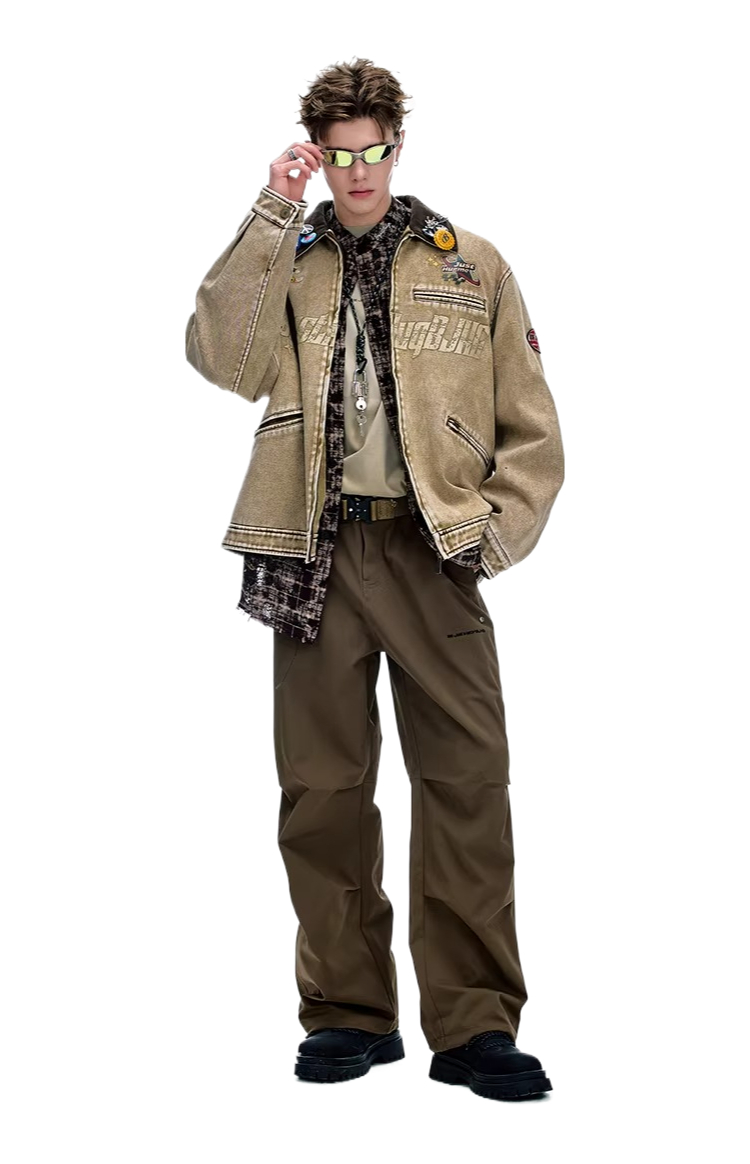 Spring & fallnew arrival american detroit jacketoutwearmen's spring barn style workwear baseball uniform tops for women sinclub0697